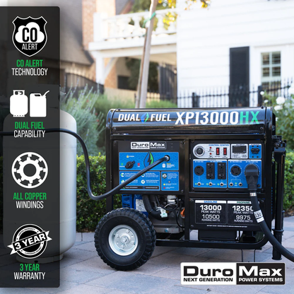 DuroMax XP13000HX 13,000W Dual Fuel Portable Generator with CO Alert